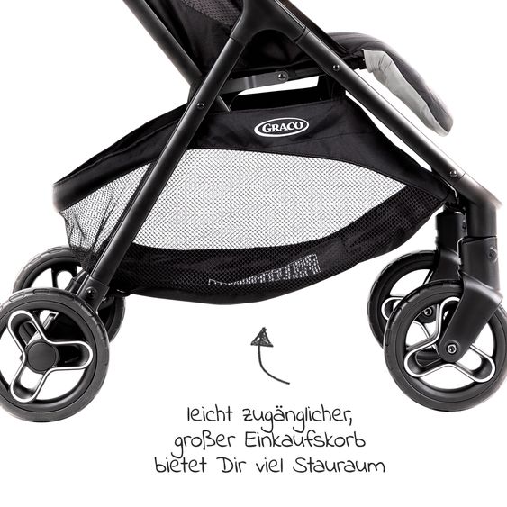 Graco Buggy & Sportwagen Myavo bis 22 kg belastbar nur 5,8 kg leicht mit Liegefunktion & Regenschutz - Steeple Gray