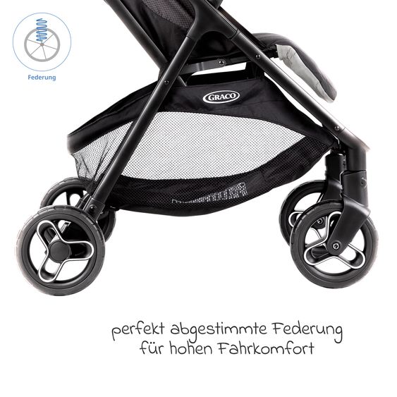 Graco Buggy & pushchair Myavo up to 22 kg load capacity only 5.8 kg light with reclining function & rain cover - Steeple Gray