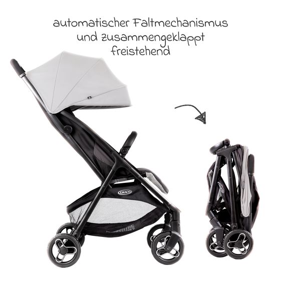 Graco Buggy & pushchair Myavo up to 22 kg load capacity only 5.8 kg light with reclining function & rain cover - Steeple Gray