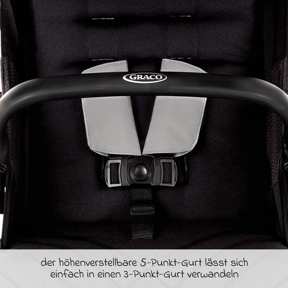 Graco Buggy & pushchair Myavo up to 22 kg load capacity only 5.8 kg light with reclining function & rain cover - Steeple Gray