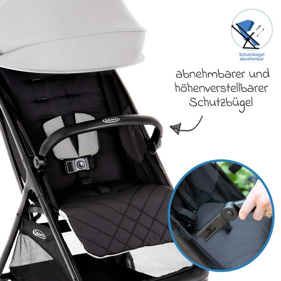 Graco Buggy & pushchair Myavo up to 22 kg load capacity only 5.8 kg light with reclining function & rain cover - Steeple Gray