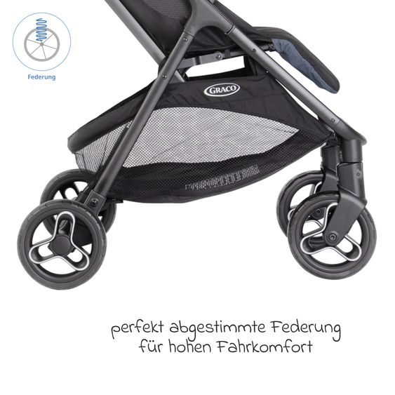 Graco Buggy- & Sportwagen Myavo bis 22 kg belastbar nur 5,8 kg leicht mit Liegefunktion & Regenschutz - Stormy