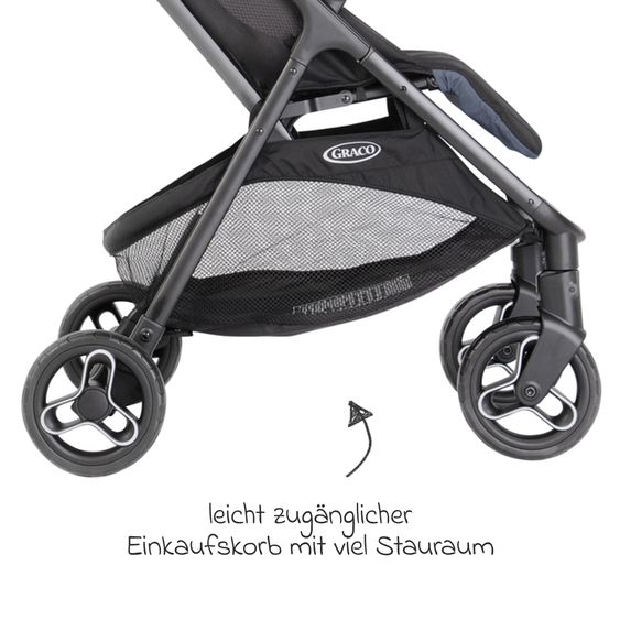 Graco Buggy- & Sportwagen Myavo bis 22 kg belastbar nur 5,8 kg leicht mit Liegefunktion & Regenschutz - Stormy
