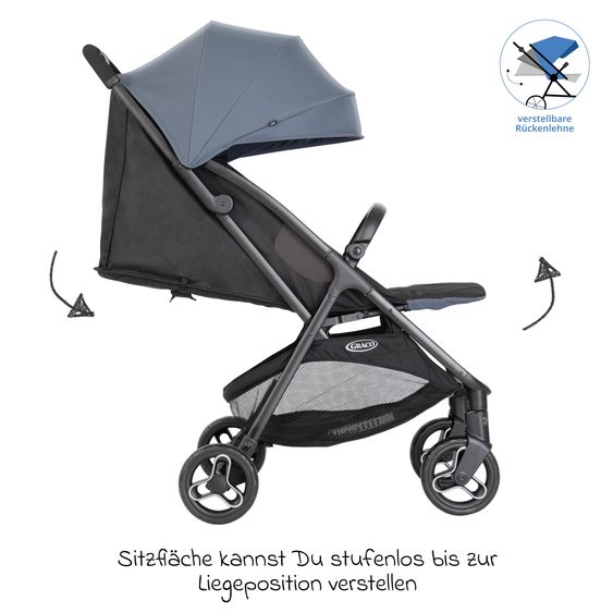 Graco Buggy- & Sportwagen Myavo bis 22 kg belastbar nur 5,8 kg leicht mit Liegefunktion & Regenschutz - Stormy