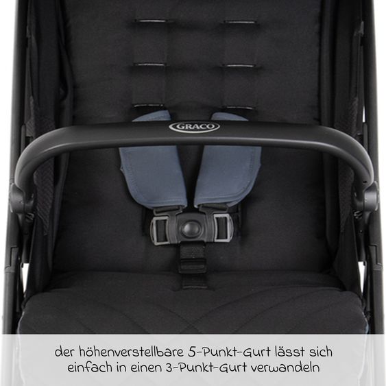 Graco Buggy- & Sportwagen Myavo bis 22 kg belastbar nur 5,8 kg leicht mit Liegefunktion & Regenschutz - Stormy