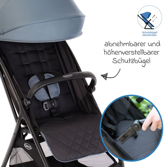 Graco Buggy- & Sportwagen Myavo bis 22 kg belastbar nur 5,8 kg leicht mit Liegefunktion & Regenschutz - Stormy