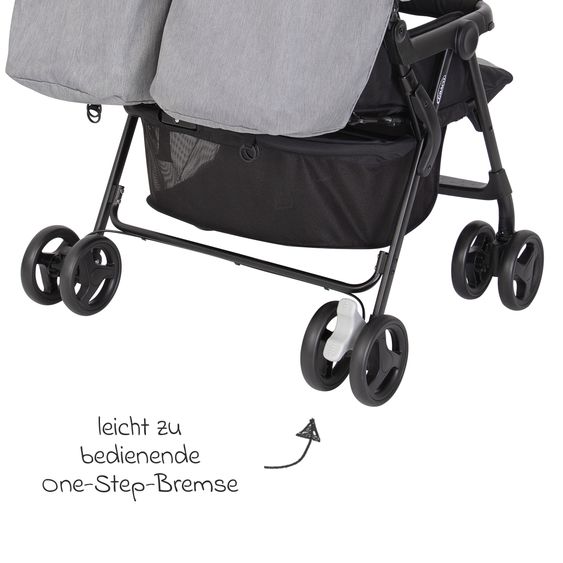 Graco Sibling & twin stroller DuoRider only 12.1 kg weight with reclining position incl. rain cover - Steeple Gray