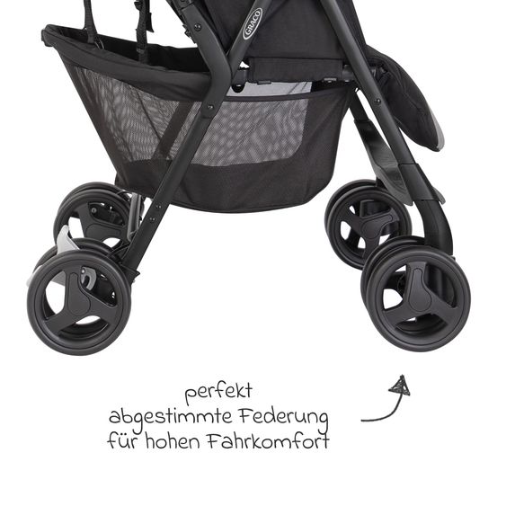 Graco Sibling & twin stroller DuoRider only 12.1 kg weight with reclining position incl. rain cover - Steeple Gray