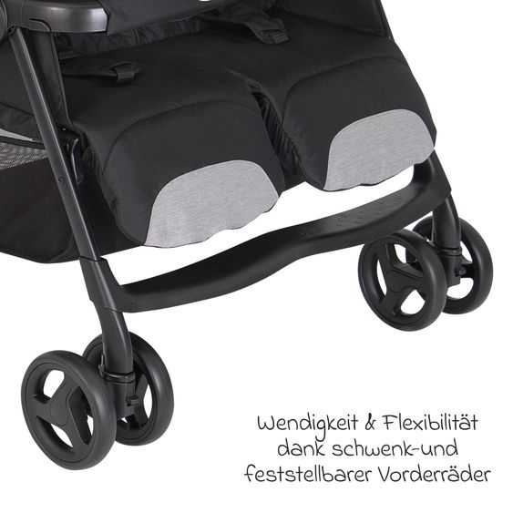 Graco Sibling & twin stroller DuoRider only 12.1 kg weight with reclining position incl. rain cover - Steeple Gray