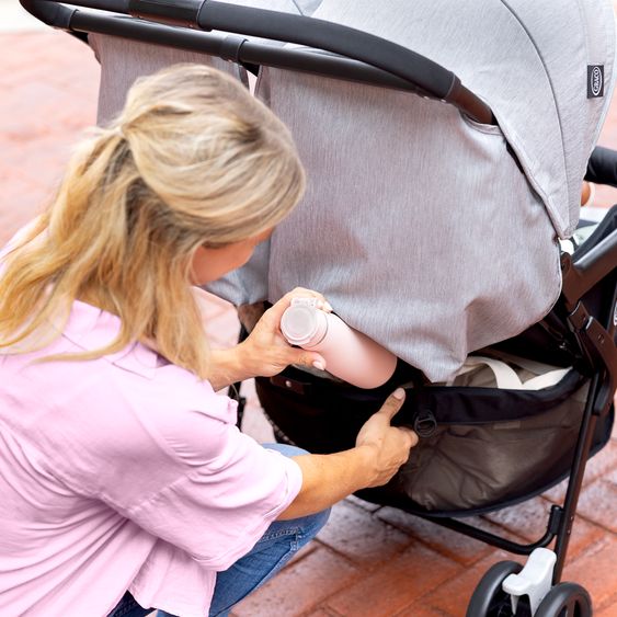 Graco Sibling & twin stroller DuoRider only 12.1 kg weight with reclining position incl. rain cover - Steeple Gray