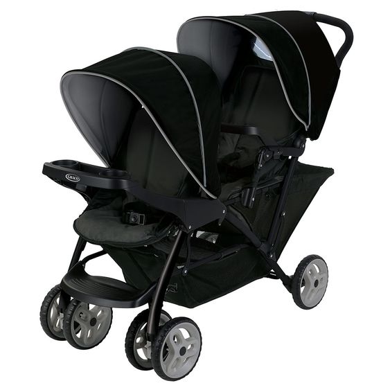 Graco Passeggino per fratelli e gemelli Stadium Duo con vassoio per la merenda - Nero Grigio