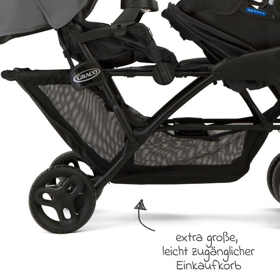 Graco Geschwisterwagen Stadium Duo mit 2x Snacktabletts & Rücksitz mit Liegeposition - Titanium