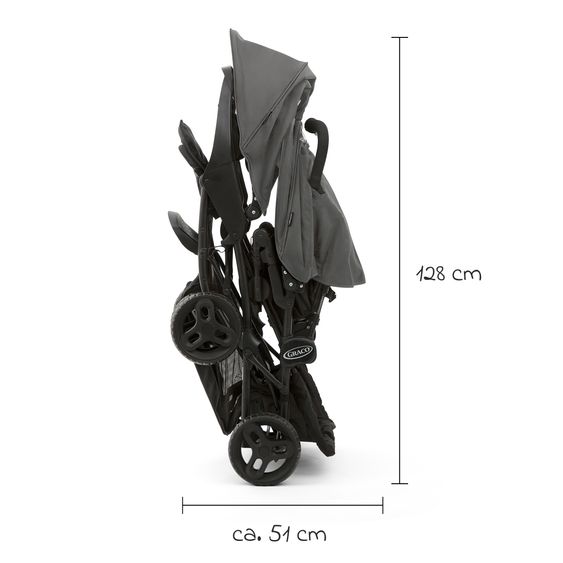 Graco Geschwisterwagen Stadium Duo mit 2x Snacktabletts & Rücksitz mit Liegeposition - Titanium