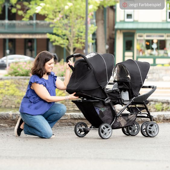 Graco Geschwisterwagen Stadium Duo mit 2x Snacktabletts & Rücksitz mit Liegeposition - Titanium