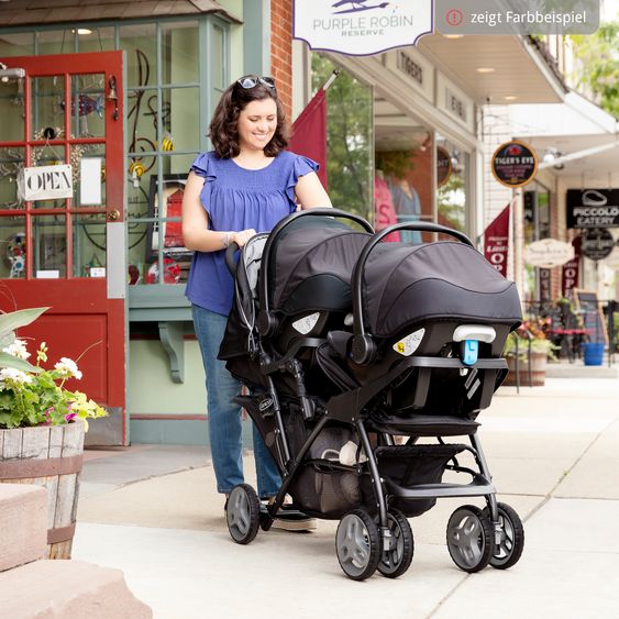 Graco Geschwisterwagen Stadium Duo mit 2x Snacktabletts & Rücksitz mit Liegeposition - Titanium