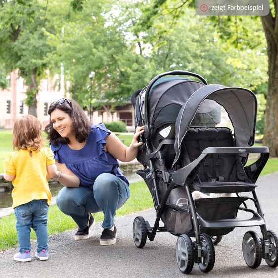 Graco Geschwisterwagen Stadium Duo mit 2x Snacktabletts & Rücksitz mit Liegeposition - Titanium