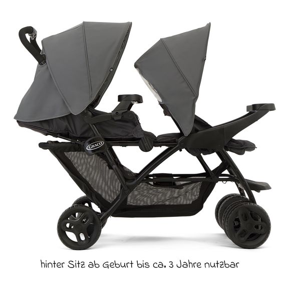 Graco Geschwisterwagen Stadium Duo mit 2x Snacktabletts & Rücksitz mit Liegeposition - Titanium