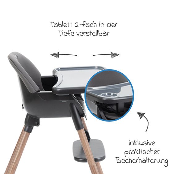 Graco Hochstuhl & Baby-Stuhl Presti ab 6 Monate nutzbar bis 27,3 kg nur 4,8 kg leicht, faltbar mit Ess-Tablett - Charcoal