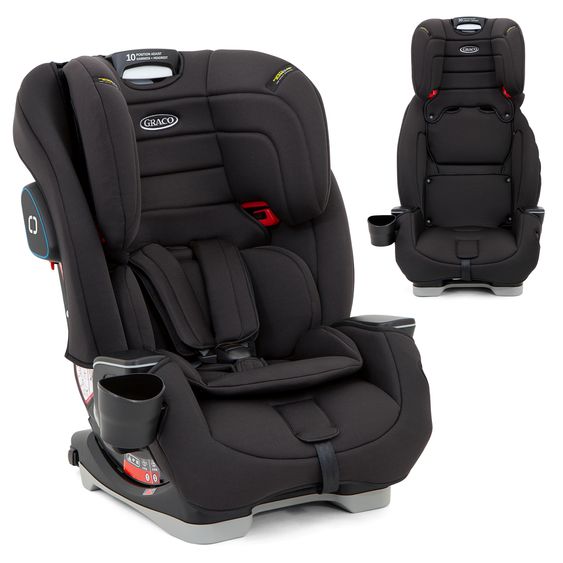 Graco Kindersitz Avolve Gruppe 1/2/3 - ab 9 Monate - 12 Jahre (9-36kg) inkl. Sitzverkleinerer, Becherhalter - Black