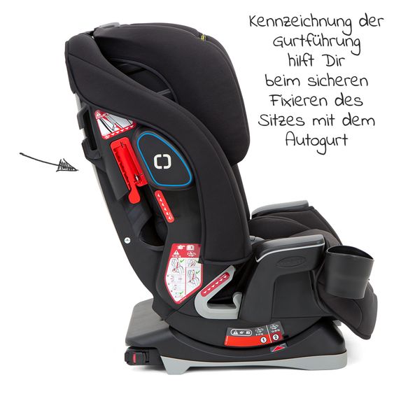 Graco Kindersitz Avolve Gruppe 1/2/3 - ab 9 Monate - 12 Jahre (9-36kg) inkl. Sitzverkleinerer, Becherhalter - Black