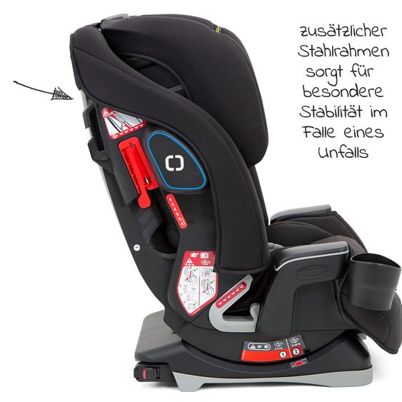 Graco Kindersitz Avolve Gruppe 1/2/3 - ab 9 Monate - 12 Jahre (9-36kg) inkl. Sitzverkleinerer, Becherhalter - Black