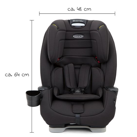 Graco Kindersitz Avolve Gruppe 1/2/3 - ab 9 Monate - 12 Jahre (9-36kg) inkl. Sitzverkleinerer, Becherhalter - Black