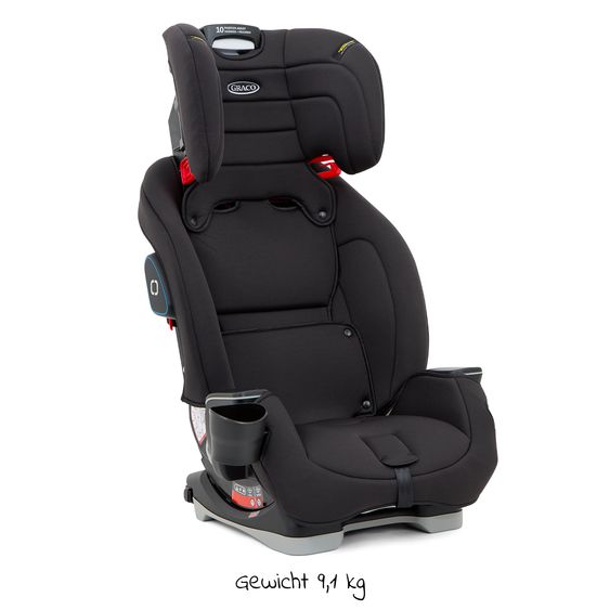 Graco Kindersitz Avolve Gruppe 1/2/3 - ab 9 Monate - 12 Jahre (9-36kg) inkl. Sitzverkleinerer, Becherhalter - Black