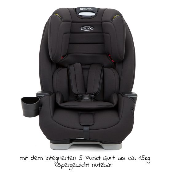 Graco Kindersitz Avolve Gruppe 1/2/3 - ab 9 Monate - 12 Jahre (9-36kg) inkl. Sitzverkleinerer, Becherhalter - Black