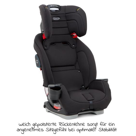 Graco Kindersitz Avolve Gruppe 1/2/3 - ab 9 Monate - 12 Jahre (9-36kg) inkl. Sitzverkleinerer, Becherhalter - Black