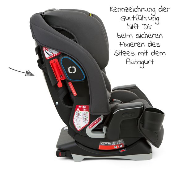 Graco Kindersitz Avolve Gruppe 1/2/3 - ab 9 Monate - 12 Jahre (9-36kg) inkl. Sitzverkleinerer, Becherhalter - Charcoal