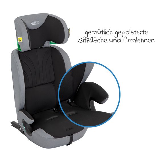 Graco Seggiolino auto Energi i-Size R129 da 15 mesi a 12 anni (76 cm - 150 cm) con Isofix e Top Tether - Meteor