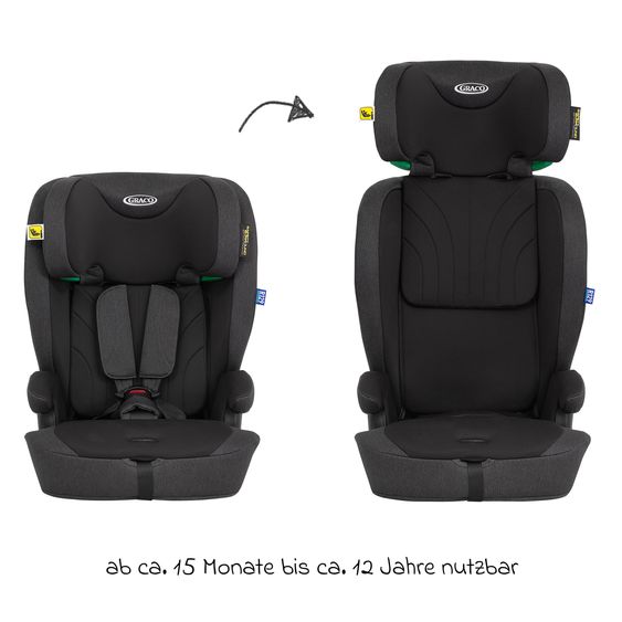 Graco Seggiolino auto Energi i-Size R129 da 15 mesi a 12 anni (76 cm - 150 cm) con Isofix e Top Tether - Midnight