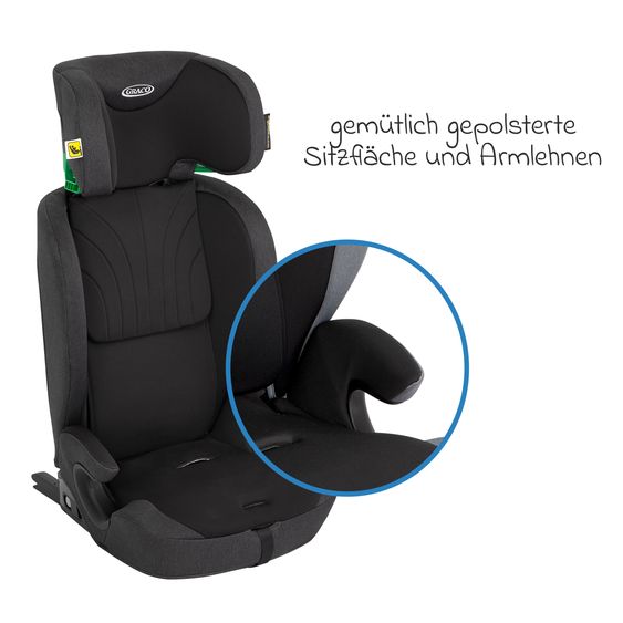Graco Seggiolino auto Energi i-Size R129 da 15 mesi a 12 anni (76 cm - 150 cm) con Isofix e Top Tether - Midnight