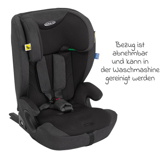 Graco Seggiolino auto Energi i-Size R129 da 15 mesi a 12 anni (76 cm - 150 cm) con Isofix e Top Tether - Midnight