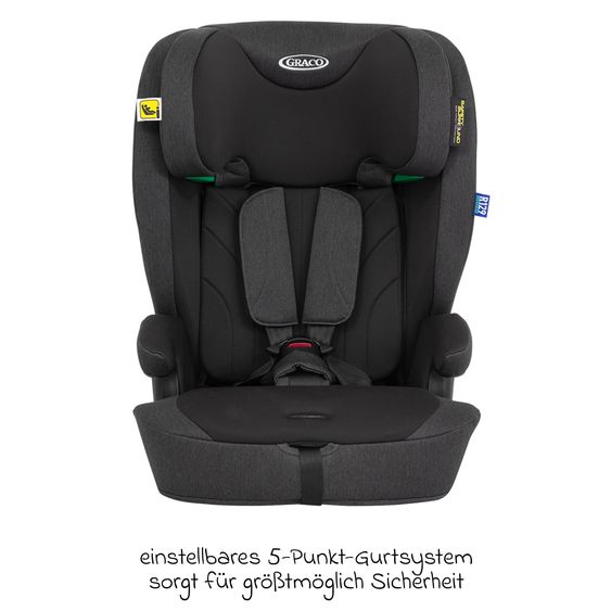 Graco Seggiolino auto Energi i-Size R129 da 15 mesi a 12 anni (76 cm - 150 cm) con Isofix e Top Tether - Midnight