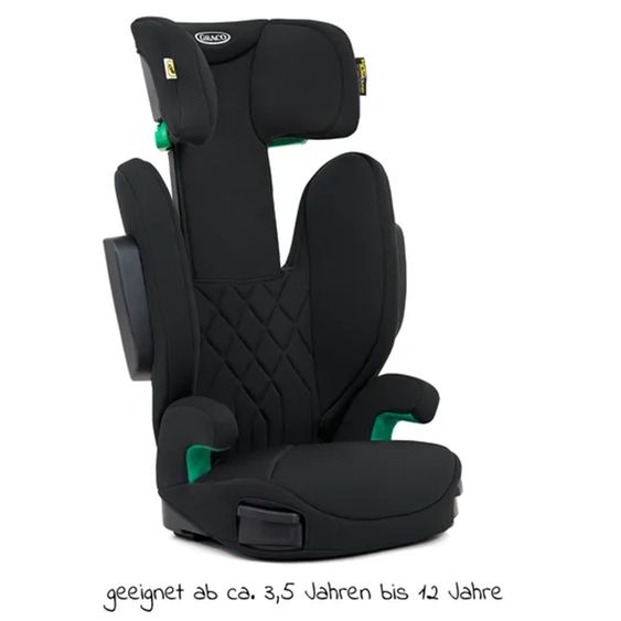Graco Kindersitz Eversure i-Size ab 3 Jahre - 12 Jahre (100 cm - 150 cm) inkl. 2 Getränkehalter - Black