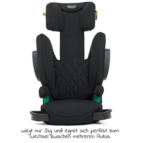 Graco Kindersitz Eversure i-Size ab 3 Jahre - 12 Jahre (100 cm - 150 cm) inkl. 2 Getränkehalter - Black