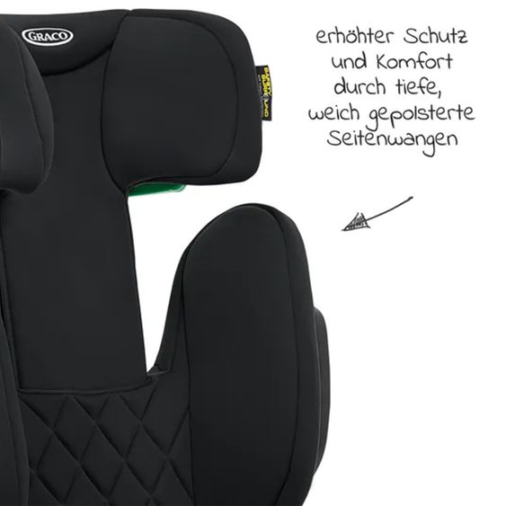 Graco Kindersitz Eversure i-Size ab 3 Jahre - 12 Jahre (100 cm - 150 cm) inkl. 2 Getränkehalter - Black
