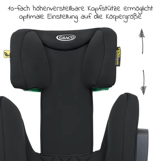 Graco Kindersitz Eversure i-Size ab 3 Jahre - 12 Jahre (100 cm - 150 cm) inkl. 2 Getränkehalter - Black