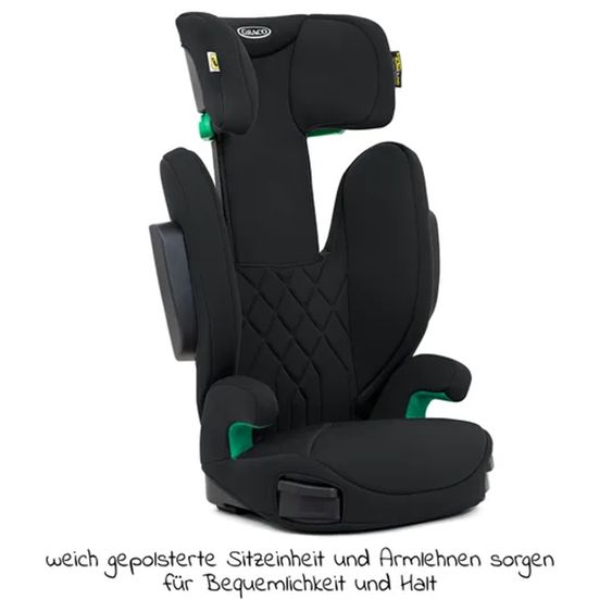 Graco Kindersitz Eversure i-Size ab 3 Jahre - 12 Jahre (100 cm - 150 cm) inkl. 2 Getränkehalter - Black