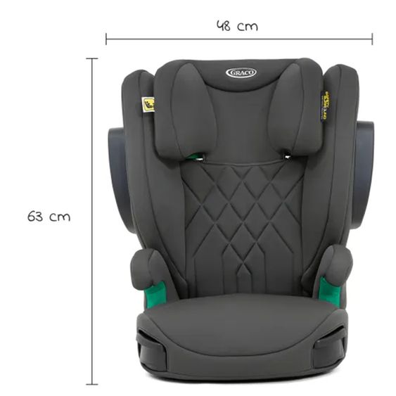 Graco Kindersitz Eversure i-Size ab 3 Jahre - 12 Jahre (100 cm - 150 cm) inkl. 2 Getränkehalter + GRATIS Autositz-Schutzunterlage + Rückenlehnen-Schutz - Iron