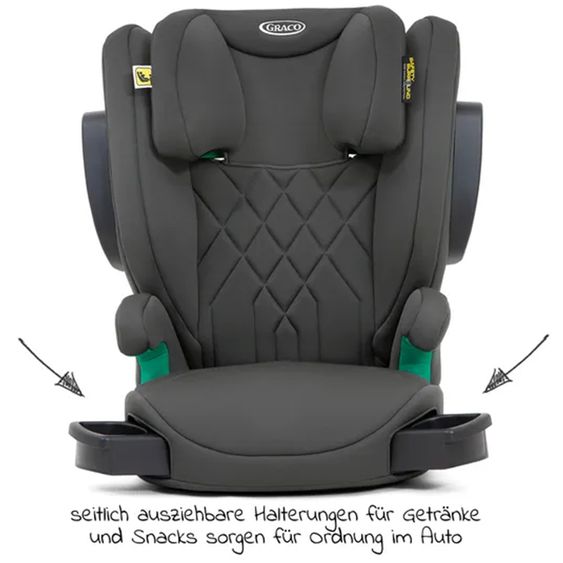Graco Kindersitz Eversure i-Size ab 3 Jahre - 12 Jahre (100 cm - 150 cm) inkl. 2 Getränkehalter - Iron