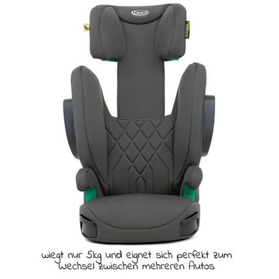 Graco Kindersitz Eversure i-Size ab 3 Jahre - 12 Jahre (100 cm - 150 cm) inkl. 2 Getränkehalter - Iron