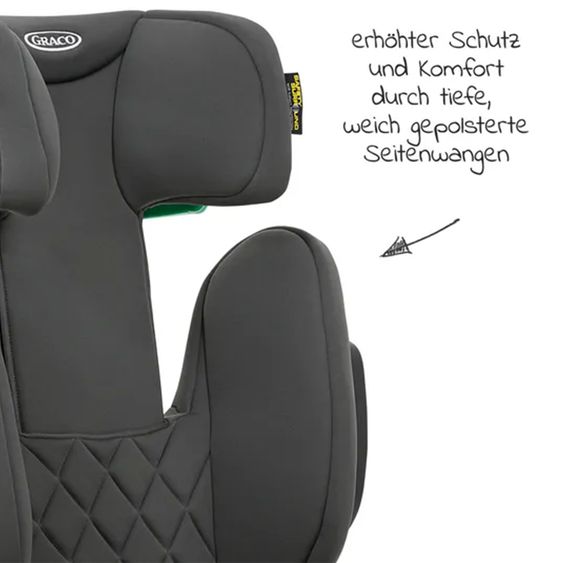 Graco Kindersitz Eversure i-Size ab 3 Jahre - 12 Jahre (100 cm - 150 cm) inkl. 2 Getränkehalter - Iron