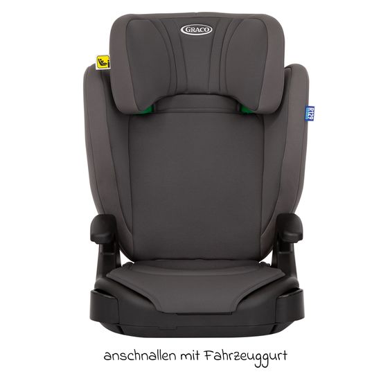 Graco Kindersitz Junior Maxi i-Size R129 ab 3,5 Jahre - 12 Jahre (100 cm - 150 cm) inkl. Getränkehalter nur 3,5 kg leicht - Iron