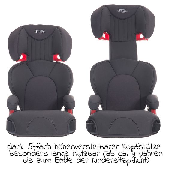 Graco Kindersitz Logico L - Gruppe 2/3 - ab 4 Jahre - 12 Jahre - (15-36 kg) - Midnight Grey