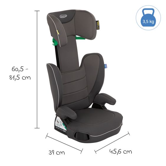 Graco Kindersitz Logico L i-Size ab 3,5 Jahre - 12 Jahre (100 cm - 150 cm) inkl. Getränkehalter - Iron