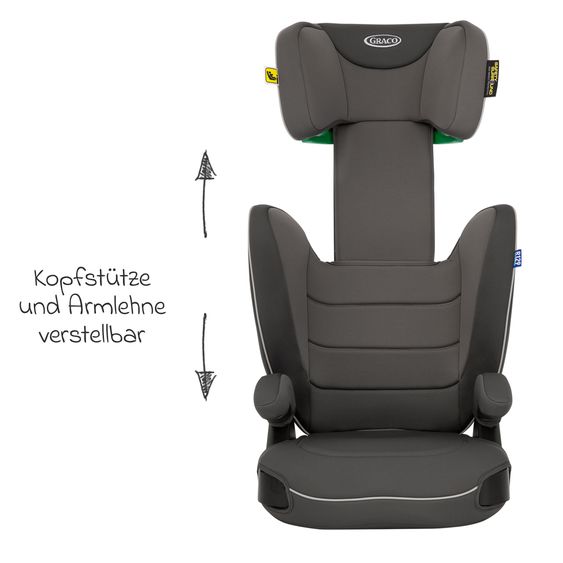 Graco Kindersitz Logico L i-Size ab 3,5 Jahre - 12 Jahre (100 cm - 150 cm) inkl. Getränkehalter - Iron