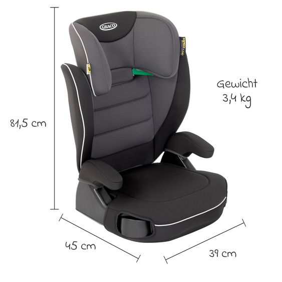 Graco Kindersitz Logico L i-Size ab 3,5 Jahre - 12 Jahre (100 cm -150 cm) inkl. Getränkehalter - Midnight