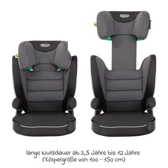 Graco Kindersitz Logico L i-Size ab 3,5 Jahre - 12 Jahre (100 cm -150 cm) inkl. Getränkehalter - Midnight